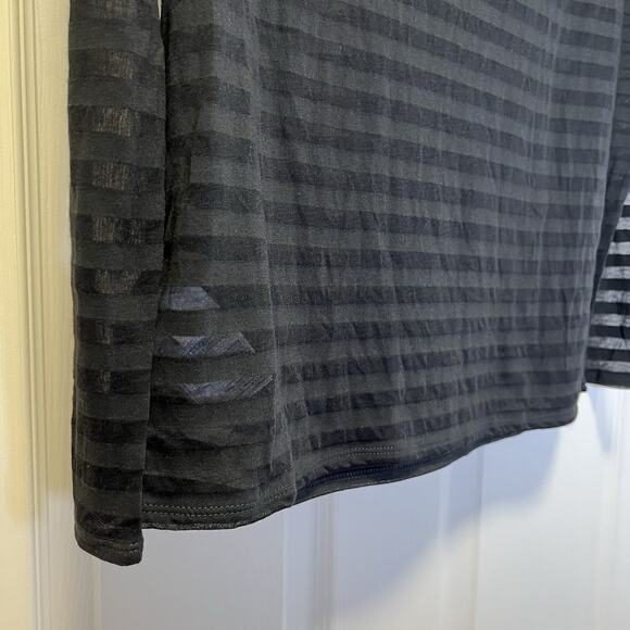Gap shear striped, black long sleeve cotton blend small top preppy - Picture 5 of 6